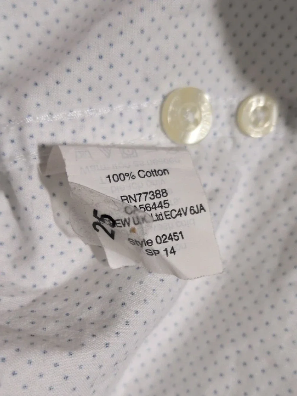 J. Crew mens quality woven cotton Button-Down Shirt - White with Micro Print L